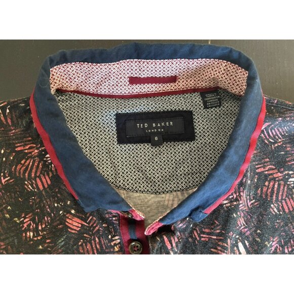 TED BAKER Polo Shirt Mens Size Large 6 Contrasting Collar Pocket - Picture 3 of 7
